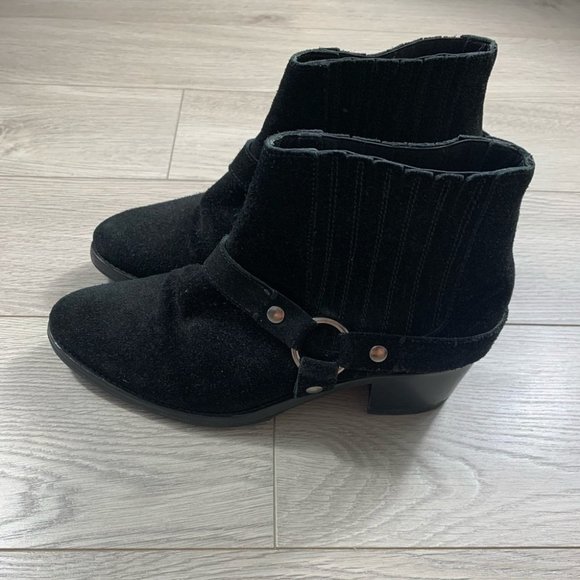 ALL SAINTS BLACK SUEDE ANKLE BOOTIES - Picture 15 of 16